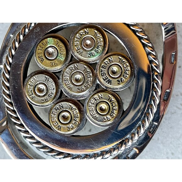 Handmade Stainless Steel Gun Shells Belt Buckle With Western .38 Special Casings - Picture 3 of 6
